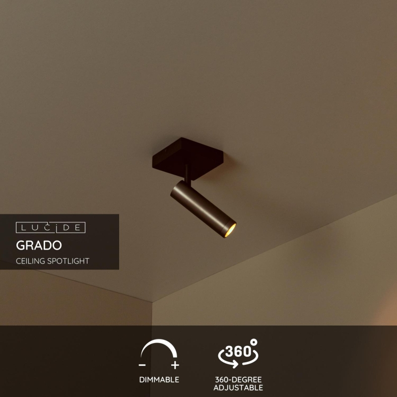 Lucide GRADO - Ceiling spotlight - 1xGU10 (MR11) - Grey iron